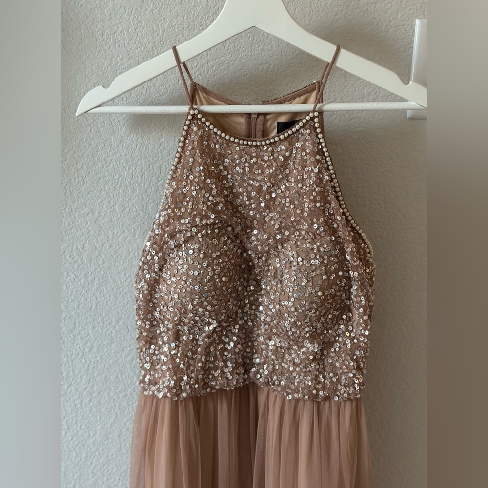BHLDN Anthropologie rose gold SEQUIN
BODICE DRESS bridesmaid